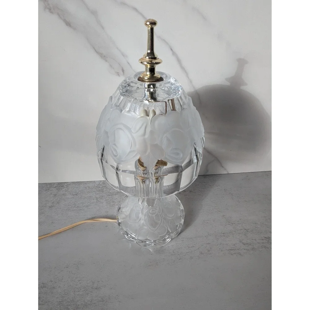 Vintage Crystal and Brass Boudoir Lamp